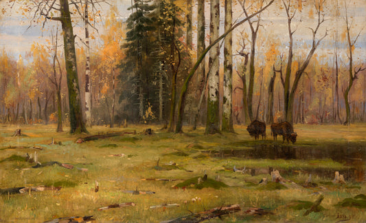Bialowieza Forest, vintage artwork by Yakov Brovar, 12x8" (A4) Poster