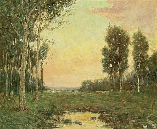 The Meadow Brook, Nutley, N.J., vintage artwork by Arthur Hoeber, 12x8" (A4) Poster
