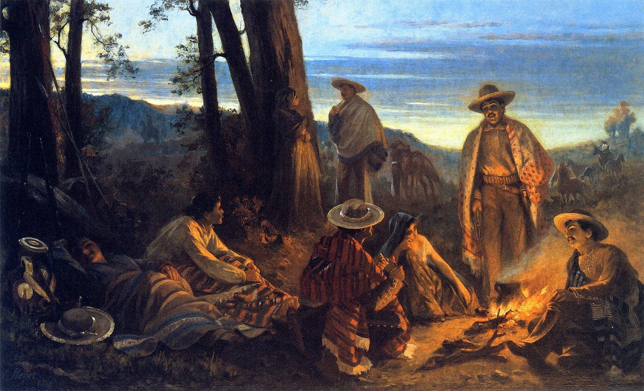 The Bandito's Camp, vintage artwork by Erneste Etienne de Francheville Narjot, 12x8" (A4) Poster