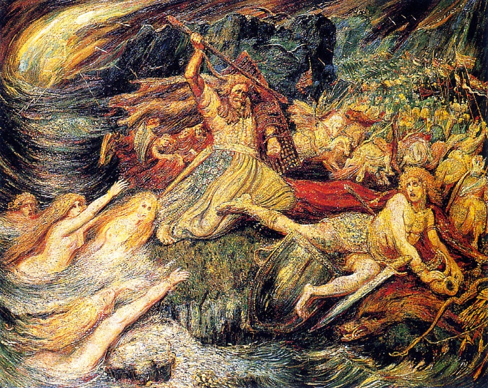 The Death of Sigfried, vintage artwork by Henry de Groux, 12x8" (A4) Poster