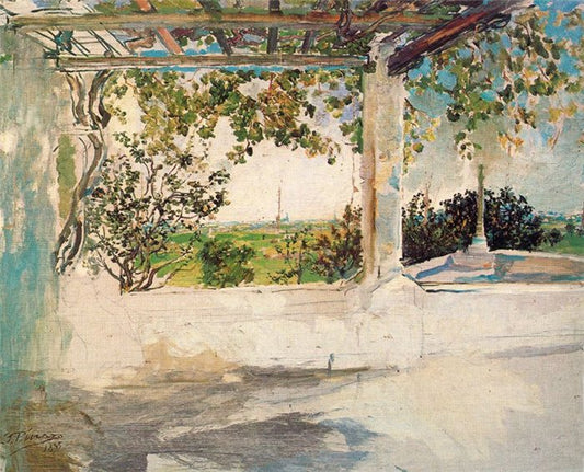 Arbor and Cross, vintage artwork by Ignacio Pinazo Camarlench, 12x8" (A4) Poster