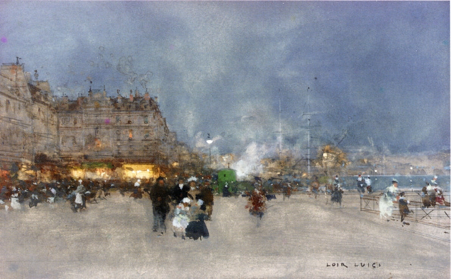 Evening Promenade, Le Havre, vintage artwork by Luigi Loir, 12x8" (A4) Poster