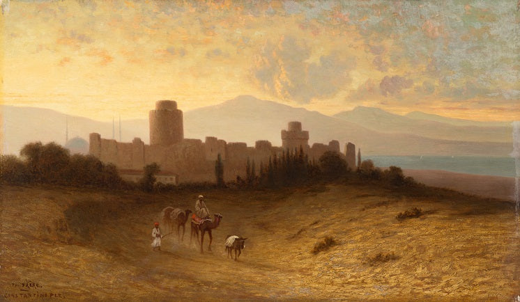 View of the Palace of the Seven Towers in Constantinople, vintage artwork by Charles Theodore Frère, A3 (16x12") Poster Print