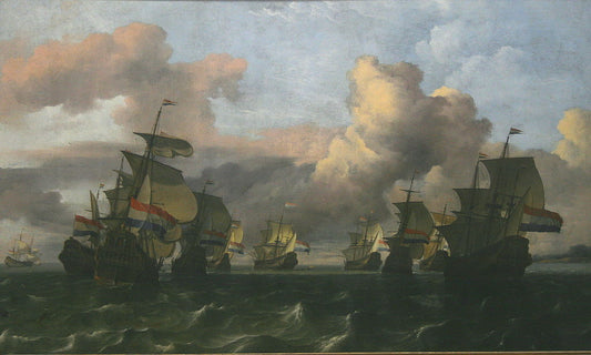 La retour de la flotte de la Compagnie des Indes neerlandaises (The Return of the Fleet of the Dutch East India Company), vintage artwork by Ludolf Backhuysen, 12x8" (A4) Poster