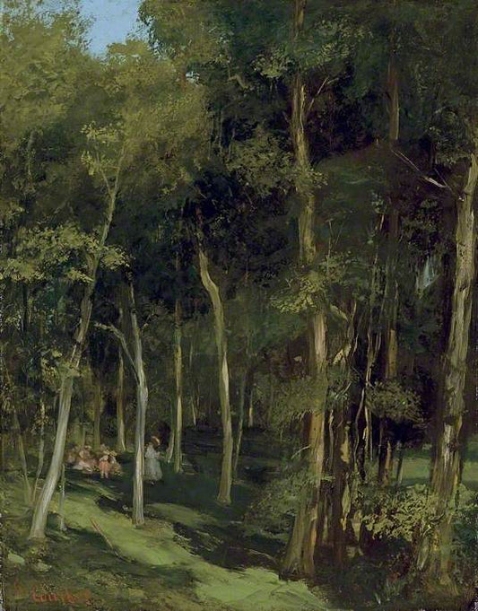 Beneath the Trees at Port Berteau, Children Dancing, vintage artwork by Gustave Courbet, A3 (16x12") Poster Print