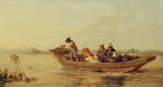 Market People of Brittany in a Boat, vintage artwork by Frederick Goodall, A3 (16x12") Poster Print
