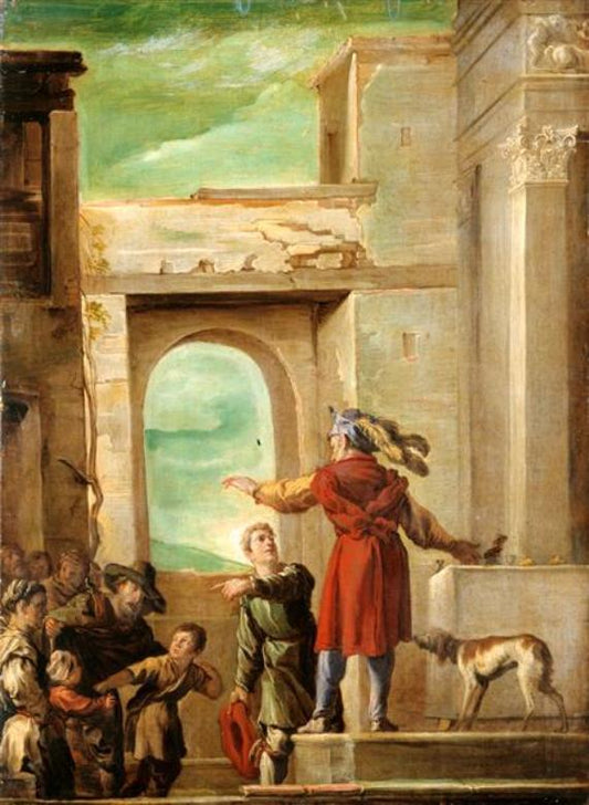 The Parable of the Feast without Guests, vintage artwork by Domenico Fetti, 12x8" (A4) Poster