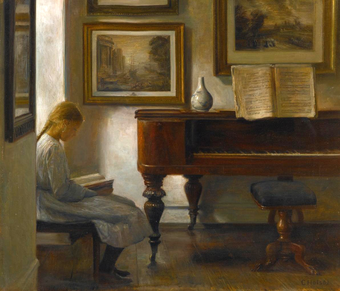 Girl in an Interior by Carl Vilhelm Holsoe,A3(16x12")Poster