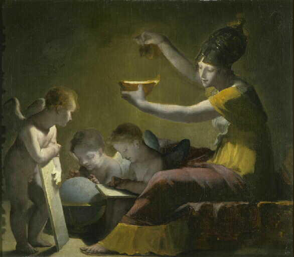 Minerve eclairant les Sciences et les Arts, vintage artwork by Pierre-Paul Prud'hon, 12x8" (A4) Poster