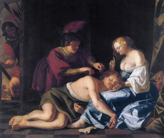 The Capture of Samson, vintage artwork by Christiaen van Couwenbergh, 12x8" (A4) Poster