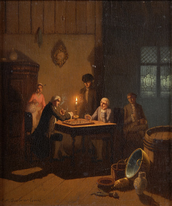 The game of chess, vintage artwork by Johann Mongles Culverhouse, A3 (16x12") Poster Print