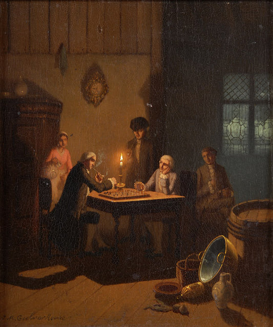 The game of chess, vintage artwork by Johann Mongles Culverhouse, A3 (16x12") Poster Print