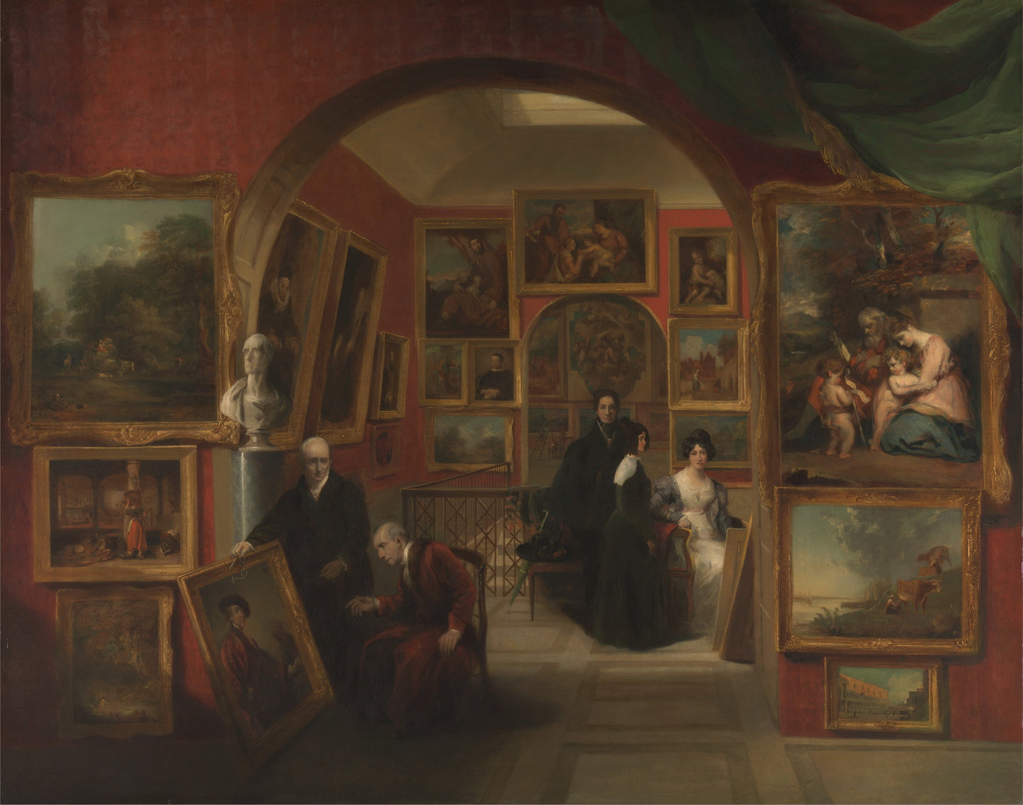 The Interior of the British Institution Gallery, vintage artwork by John Scarlett Davis, A3 (16x12") Poster Print