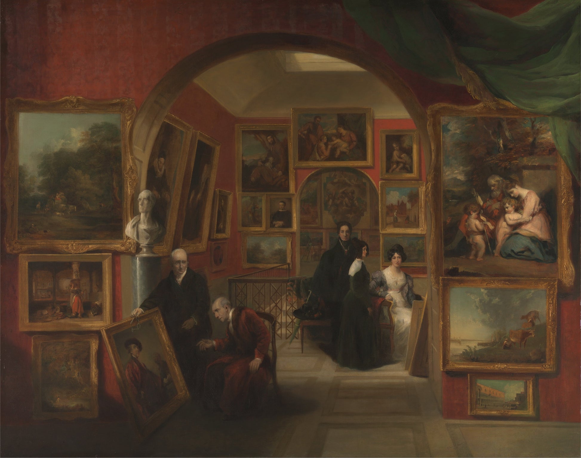 The Interior of the British Institution Gallery, vintage artwork by John Scarlett Davis, A3 (16x12") Poster Print