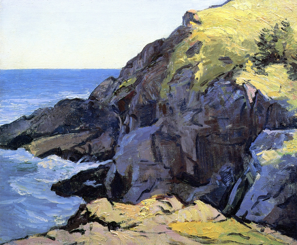 Monhegan Coast, vintage artwork by Abraham J. Bogdanove, 12x8" (A4) Poster