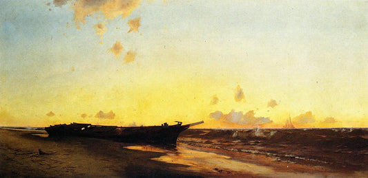 Wreck at Rockaway, vintage artwork by Warren W. Sheppard, 12x8" (A4) Poster