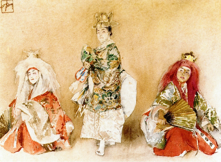 Kabuki Dancers, vintage artwork by Robert Frederick Blum, 12x8" (A4) Poster