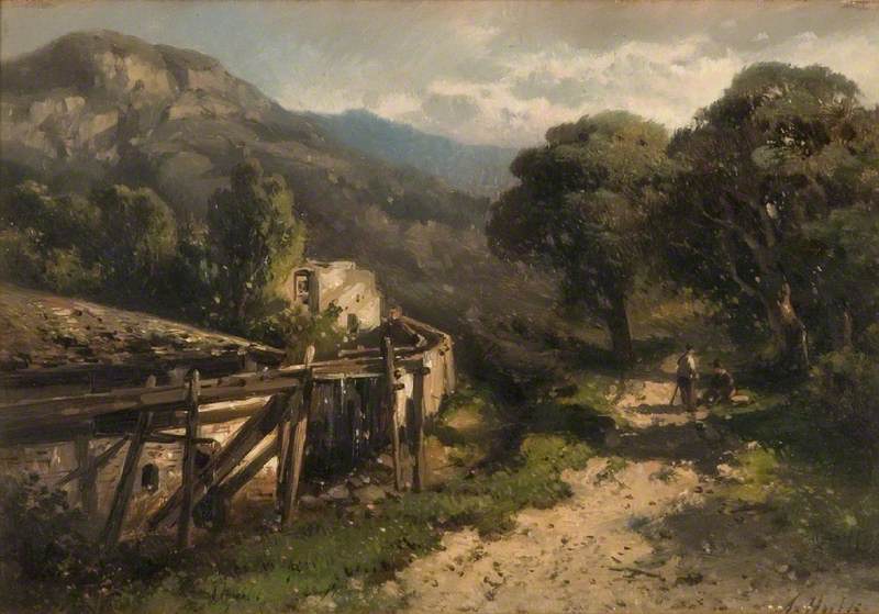 Landscape and Mill, vintage artwork by Abraham Hulk, A3 (16x12") Poster Print