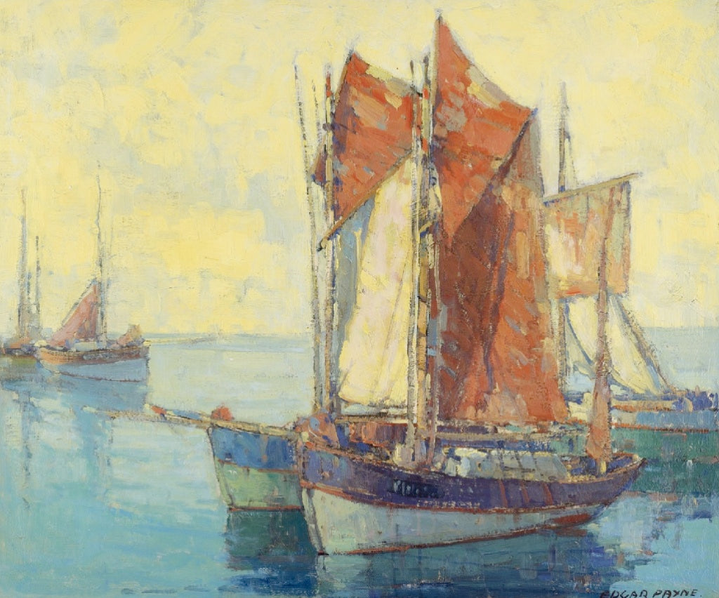 Boats in a Harbor by Edgar Alwyn Payne,16x12(A3) Poster