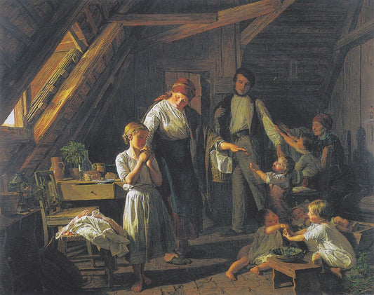 The Parting of the Parents, vintage artwork by Ferdinand Georg Waldmüller, A3 (16x12") Poster Print