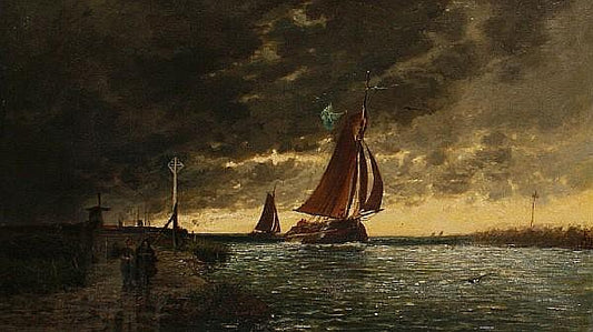 Barge before a Storm, vintage artwork by Auguste Paul Charles Anastasi, A3 (16x12") Poster Print