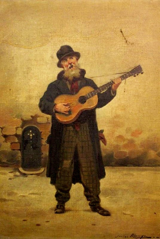 Le Guitariste, vintage artwork by Jules Monge, 12x8" (A4) Poster