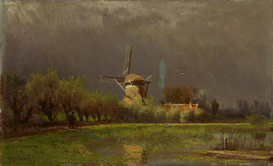 Landscape with Mill, vintage artwork by Paul Joseph Constantin Gabriël, 12x8" (A4) Poster