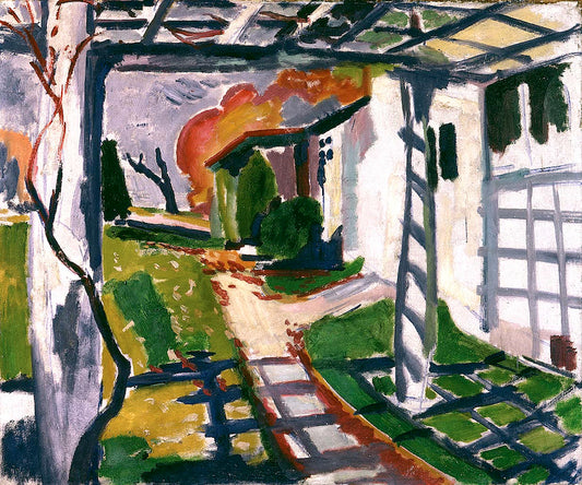 Grape Arbor, vintage artwork by H. Lyman Saÿen, 12x8" (A4) Poster