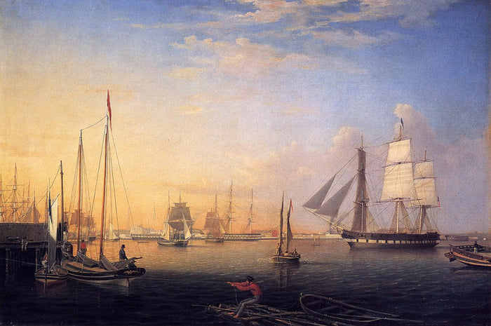 Baltimore Harbor, vintage artwork by Fitz Henry Lane, A3 (16x12