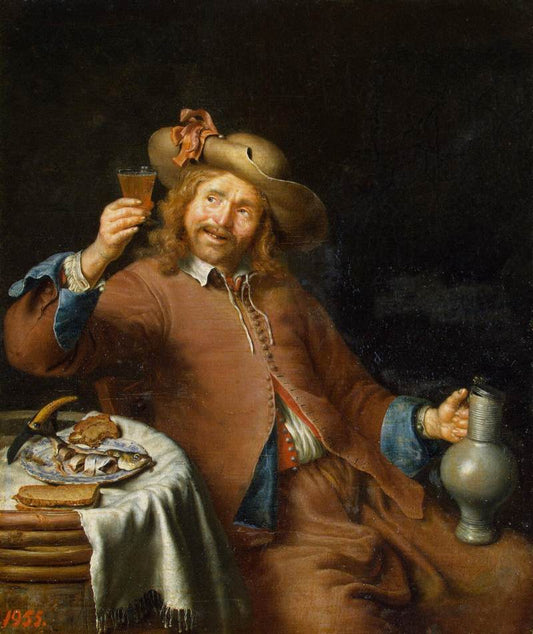 Breakfast of a Young Man, vintage artwork by Pieter Cornelisz van Slingeland, 12x8" (A4) Poster