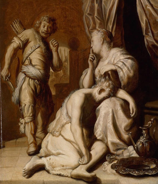 Samson and Delilah (Simson en Delila), vintage artwork by Jan Lievens, 12x8" (A4) Poster
