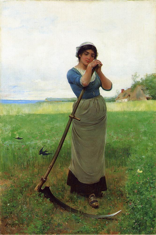 The Peasant Girl, vintage artwork by Henry Bacon, 12x8" (A4) Poster