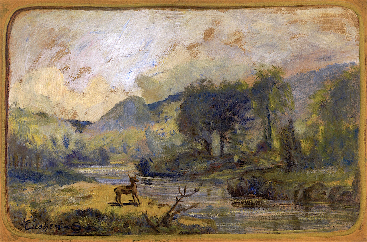 Deer in Landscape by Louis M. Eilshemius,A3(16x12")Poster