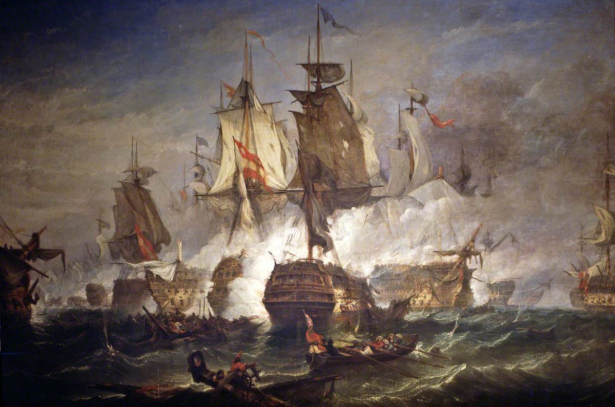 Battle off Cape St Vincent, 1797, vintage artwork by William Adolphus Knell, A3 (16x12") Poster Print