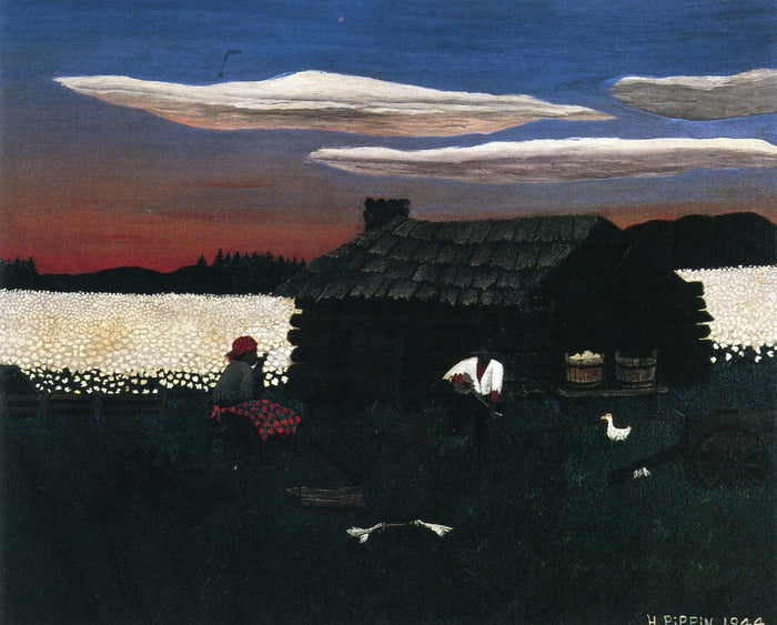 Cabin in the Cotton III, vintage artwork by Horace Pippin, 12x8