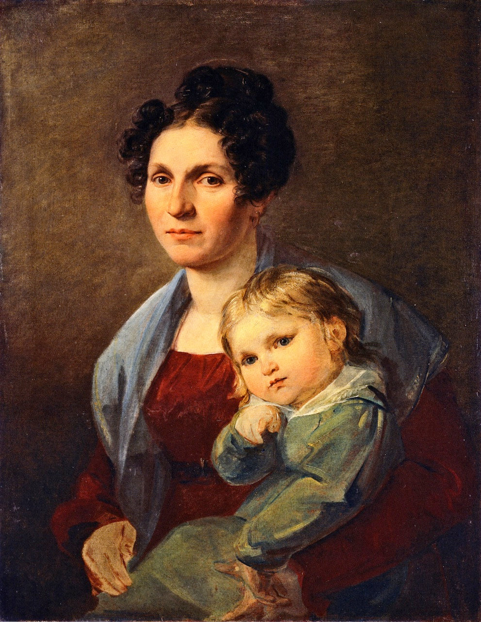 Karoline Carus with Her Grandson Wolfgang Rietschel, vintage artwork by Julius Hübner, A3 (16x12") Poster Print