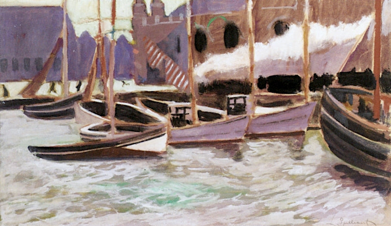 Maritime Station at Ostende, vintage artwork by Leon Spilliaert, 12x8" (A4) Poster