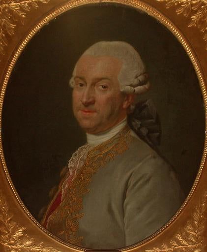 Portrait of a Man in Grey, vintage artwork by Attributed to Jacques-Andre-Joseph Aved, 12x8" (A4) Poster