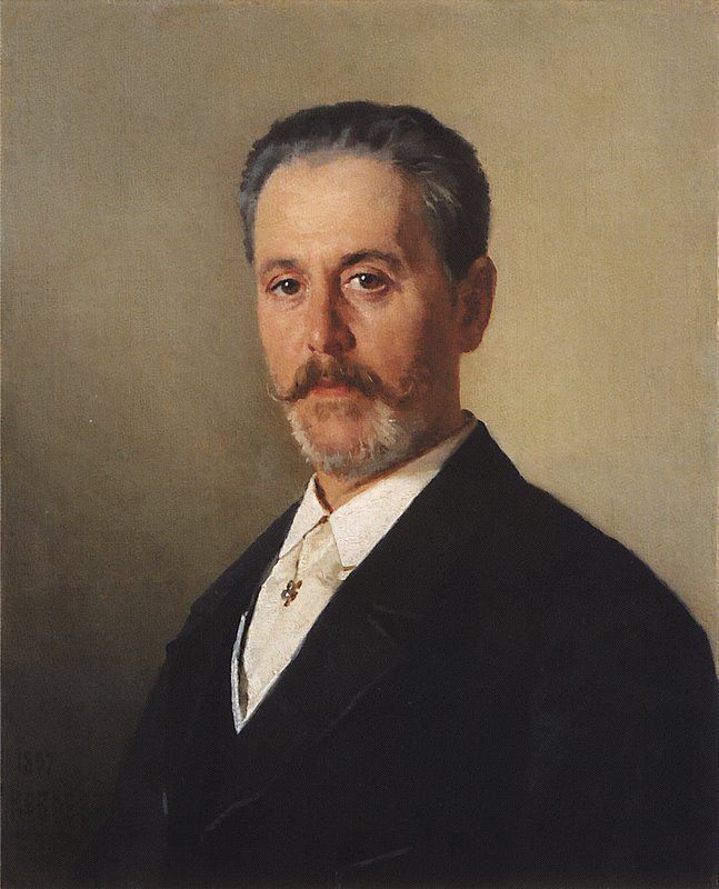 Portrait of Ya.F. Gartung, vintage artwork by Nikolai Vasilevich Nevrev, 12x8" (A4) Poster