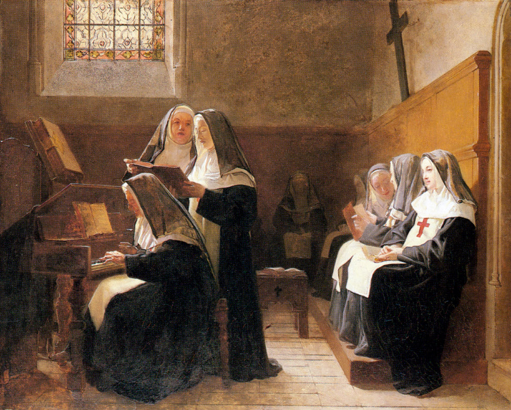 The Convent Choir, vintage artwork by Jehan-Georges Vibert, 12x8" (A4) Poster
