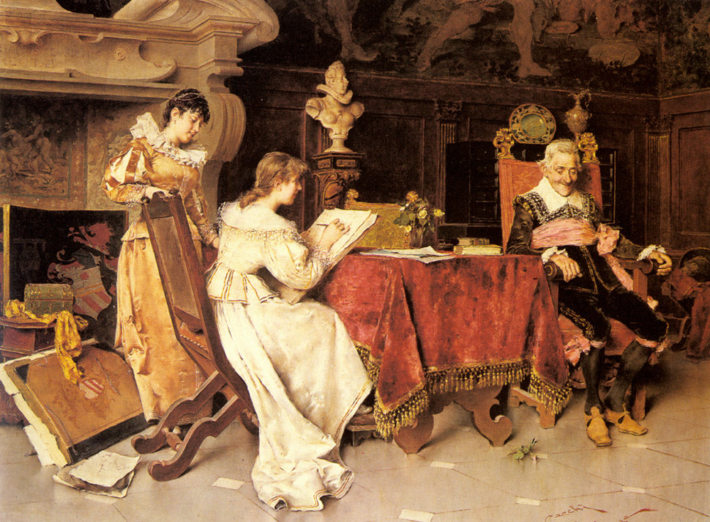 The Art Lesson, vintage artwork by Adriano Cecchi, 12x8" (A4) Poster
