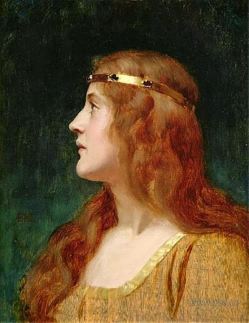 A Medieval Beauty, vintage artwork by Edmund Blair Leighton, 12x8" (A4) Poster