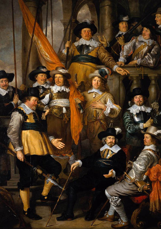 The Company of Captain Albert Bas and Lieutenant Lucas Conijn, vintage artwork by Govaert Flinck, 12x8" (A4) Poster