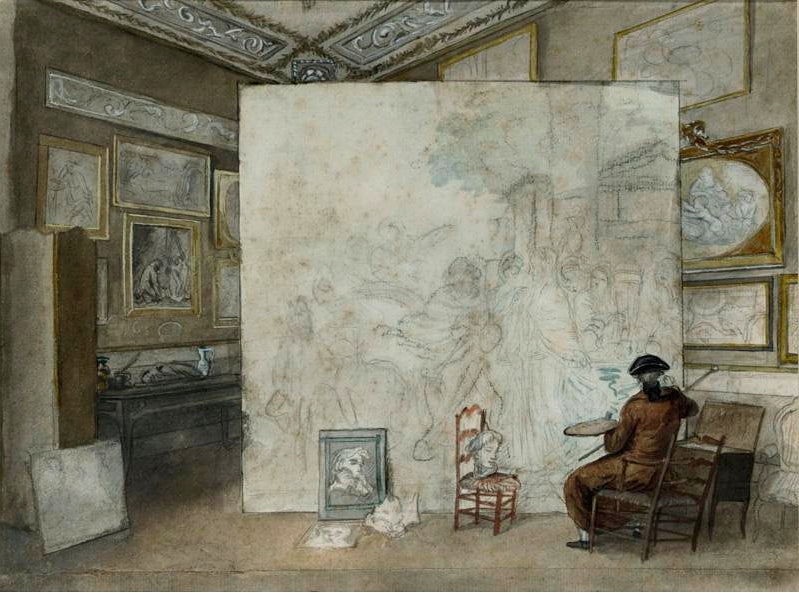 The Artist in his Studio, vintage artwork by Jean-Jacques Lagrenee, 12x8" (A4) Poster