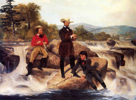 Trout Fishing, vintage artwork by Junius Brutus Stearns, A3 (16x12") Poster Print