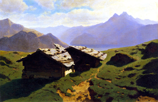 Chalets at Rigi, vintage artwork by Alexandre Calame, A3 (16x12") Poster Print