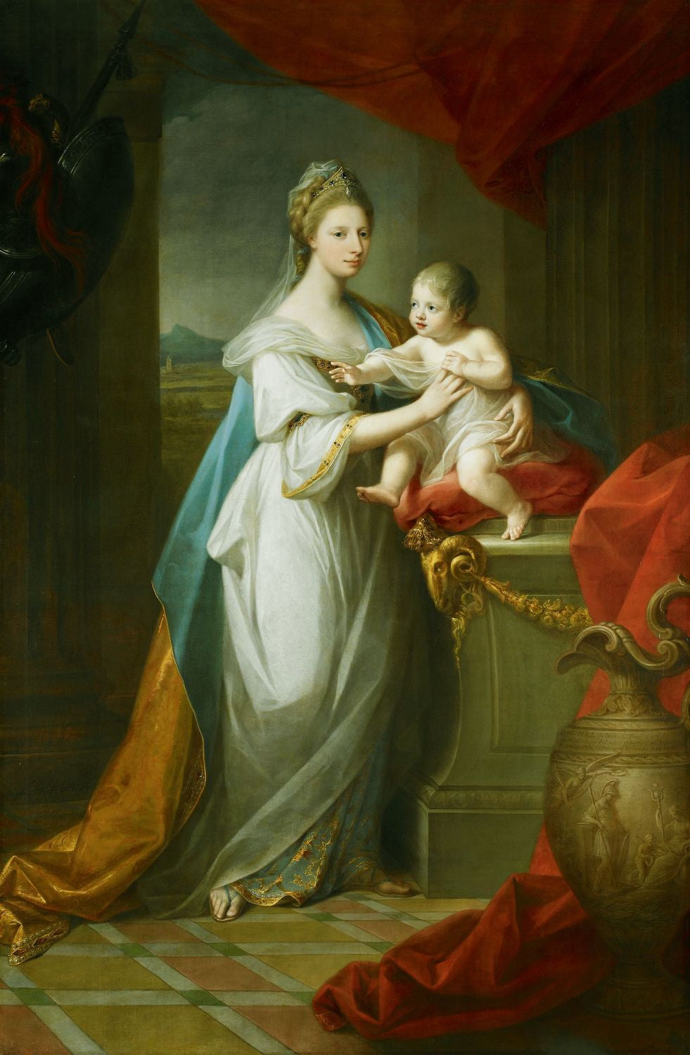 Augusta, Duchess of Brunswick, with her son, vintage artwork by Angelica Kauffmann, 12x8" (A4) Poster