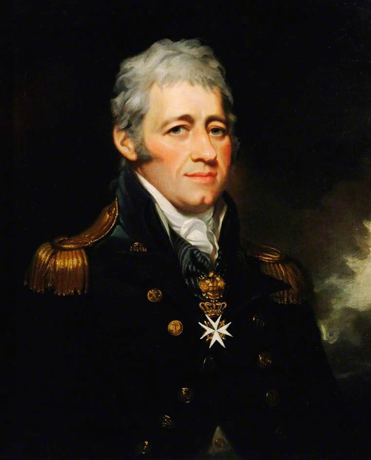Rear Admiral Sir Home Popham, vintage artwork by Mather Brown, 12x8" (A4) Poster