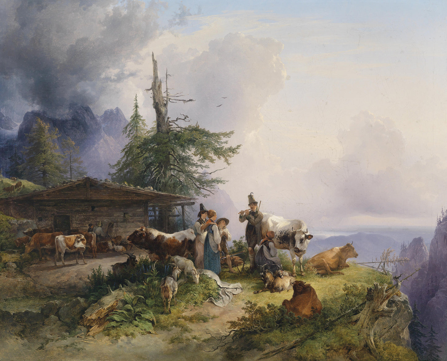 An Alpine Farm, vintage artwork by Friedrich Gauermann, A3 (16x12") Poster Print