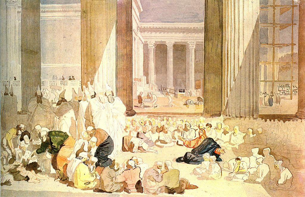 Christ Preaching in the Temple, vintage artwork by Alexander Ivanov, A3 (16x12") Poster Print
